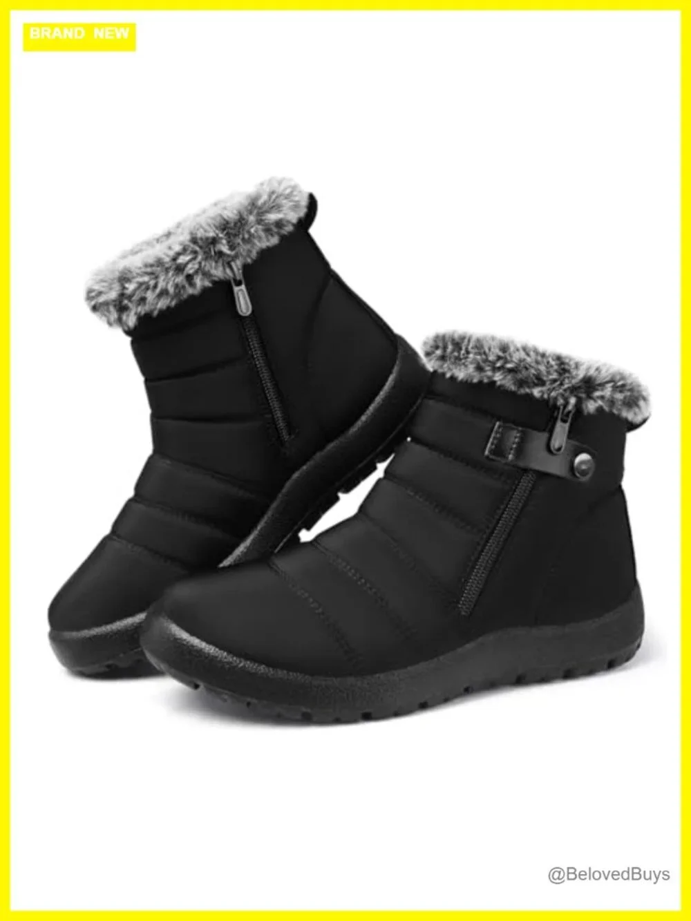 Winter Snow Boots Fur Lined Waterproof Non Slip Ankle Warm
